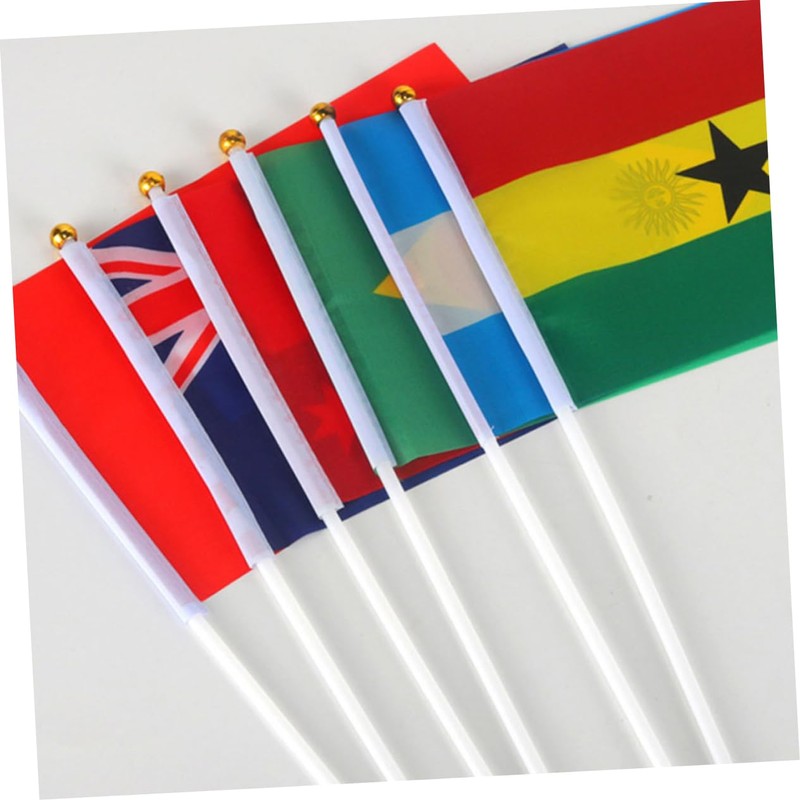 KONTONTY DIY Flagpole 100pcs Plastic Flag Sticks Handheld Flagpoles for