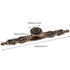 Bonsicoky 5Pcs Vintage Antique Floral Cabinet Handles, 3.8" Holes Space Bronze Dresser Handles for Dresser Drawers Cupboard, 6.3" Length