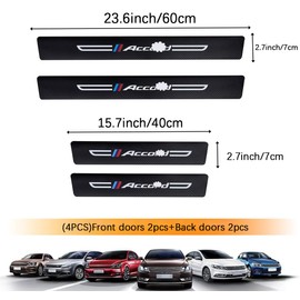 JinRui-T 4PCS Carbon Fiber Leather Car Door Sill Protectors,Black Car Door Sill Scuff Plate,Front & Rear Car Door Threshold Guards