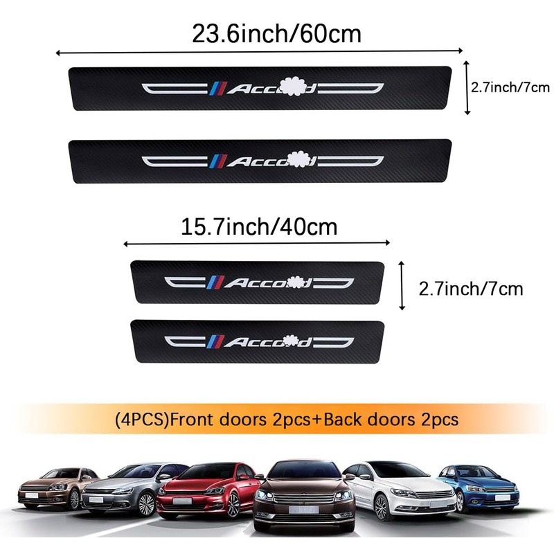JinRui-T 4PCS Carbon Fiber Leather Car Door Sill Protectors,Black Car