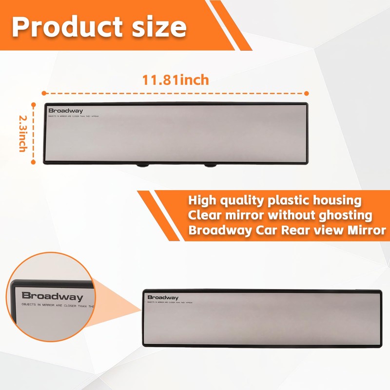 Broadway Car Rear View Mirror HD Anti Glare Universal 12