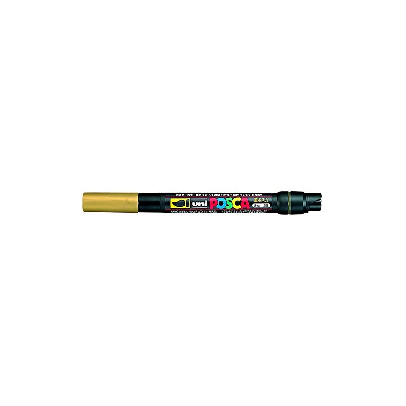 Posca UNI-BALL PCF-350 BRUSH TIP MARKER - GOLD - SINGLE