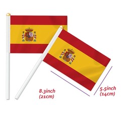 Pack of 25 Spain Handheld Flag, Spanish Decor Hand Held Flag, Decoration Banner Hand Spain