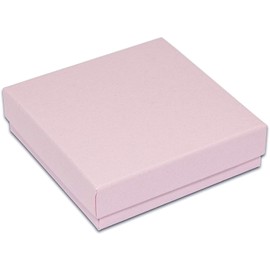 RJ Displays- 12 Pack Pink Cotton Filled Cardboard Paper Jewelry Box with snug-fitting lids. Gift Case for Bracelets, Bangle, Necklaces, Brooch and Watches - Size: 3 1/2" x 3 1/2" x 1"