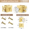 HIEMEY Satin Brass Diamond Glass Crystal Door Knob and Single