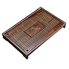 Tea Tray, Chinese Gongfu Tea Table Set with Water Storage Drainage Drawer Type Wooden Tea Set Tray for Home Office