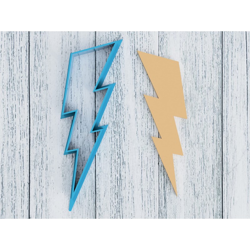 Generic Lightning Bolt Cookie Cutter - Rainstorm Storm Weather (1055)