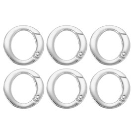 sourcing map Round Shaped Spring Snap Keychain Clip, 25mm Metal Trigger Keychain Hook Clip Key Hook Buckle for Purses Wallet Belts Hardware Bags, Silver White Pack of 6