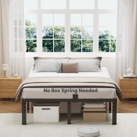 NKZ 20 Inch Metal Platform Bed Frame, Full Size Bed Frame with Round Corner Legs, 3,500 lbs Heavy Duty Steel Slats Support, No Box Spring Needed, Easy Assembly, Noise Free