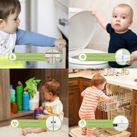 Hion Child Safety Locks,6 Pack Adjustable Cupboard Locks for Children Baby,Baby Proof Safety Locks for Cupboard Cabinet Fridge Drawer Refrigerator Kitchen Toilet - Easy Install,No Tools Needed