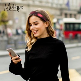 Motique Accessories 1 Inch Metallic Fabric Headband for Women and Girls (Hot Pink)