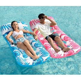 Jasonwell Inflatable Pool Float Lounge - 2 Pack Floaties Rafts for Adults Floating Lounger Sun Tanning Floats Cool Water Floaty Swimming Lake Beach Party Toys (BlueRose)
