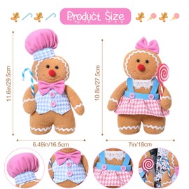 Christmas Decorations Indoor Gingerbread Plush Hold Candy Cane Home Decor Gifts 30cm Gingerbread Stuffed Animal Doll Tree Toppers Christmas Decorations (2PCS)