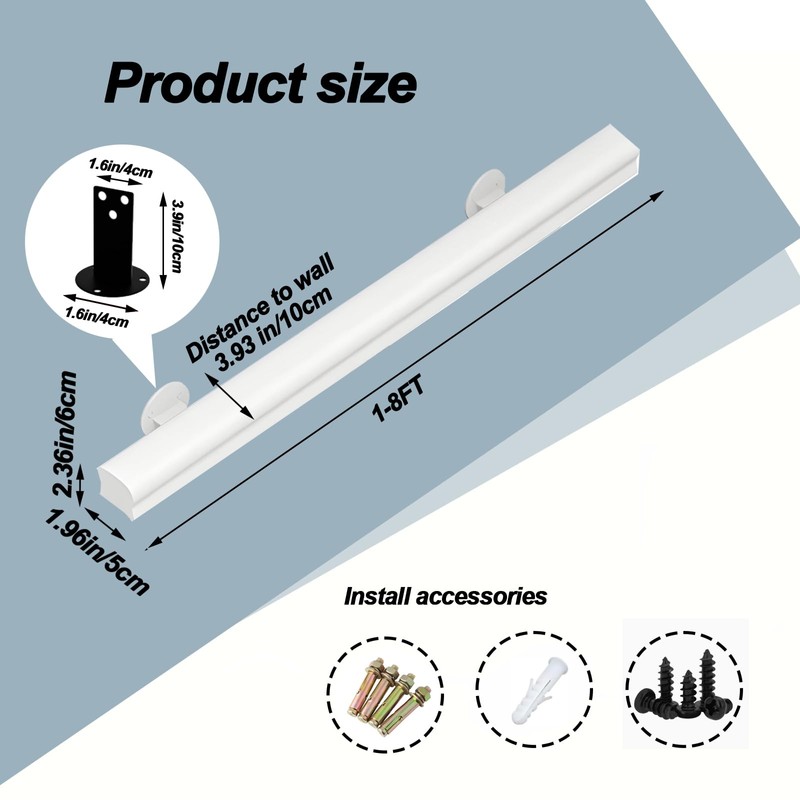 Wooden Handrails, 1-14ft Non-Slip Staircase Handrail,Wall Mounted Barrier-Free Staircase Grab