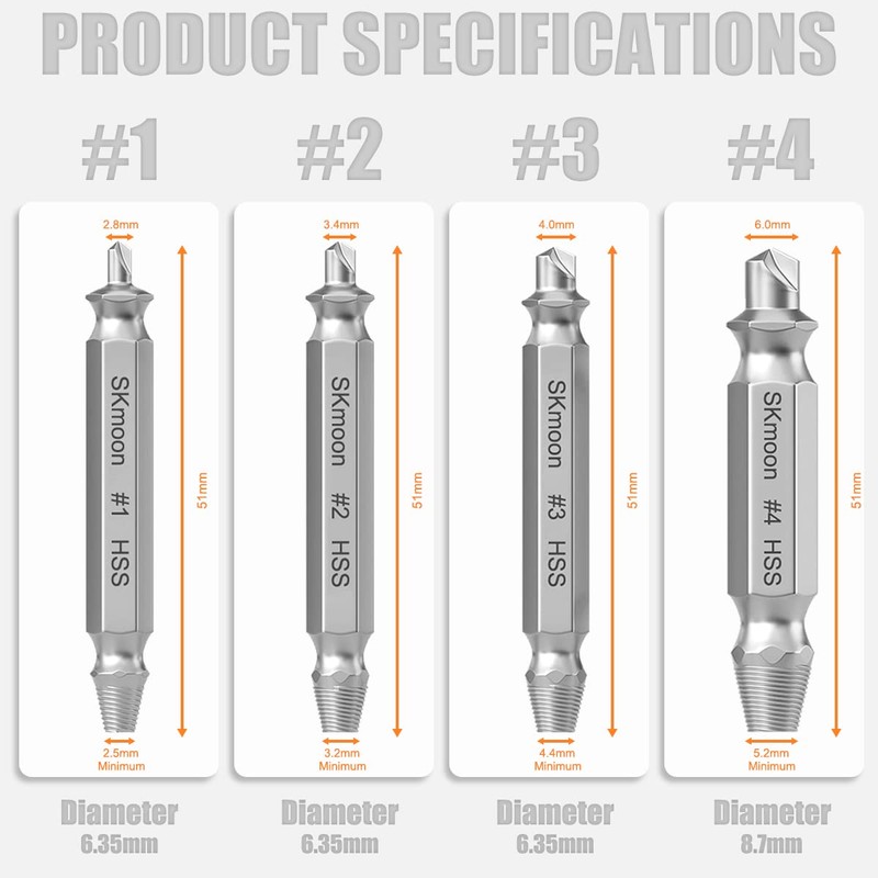 SKmoon Damaged Screw Remover and Extractor Set , Made From