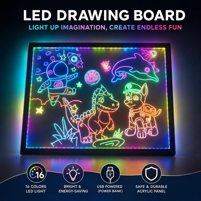 KEAMIMU LED Note Board, 14.2"x11", Acrylic Magnetic Whiteboard