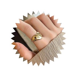 Cybche Vintage Chunky Heart Ring Gold Open Adjustable Thick Heart Love Ring Minimalist Wedding Hearts Knuckle Finger Rings Statement Jewelry for Women