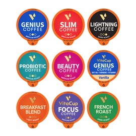 VitaCup Coffee Variety Sampler Pack 40ct. Vitamin infused Recyclable Single Serve Pods Compatible with K-Cup Brewers Including Keurig 2.0