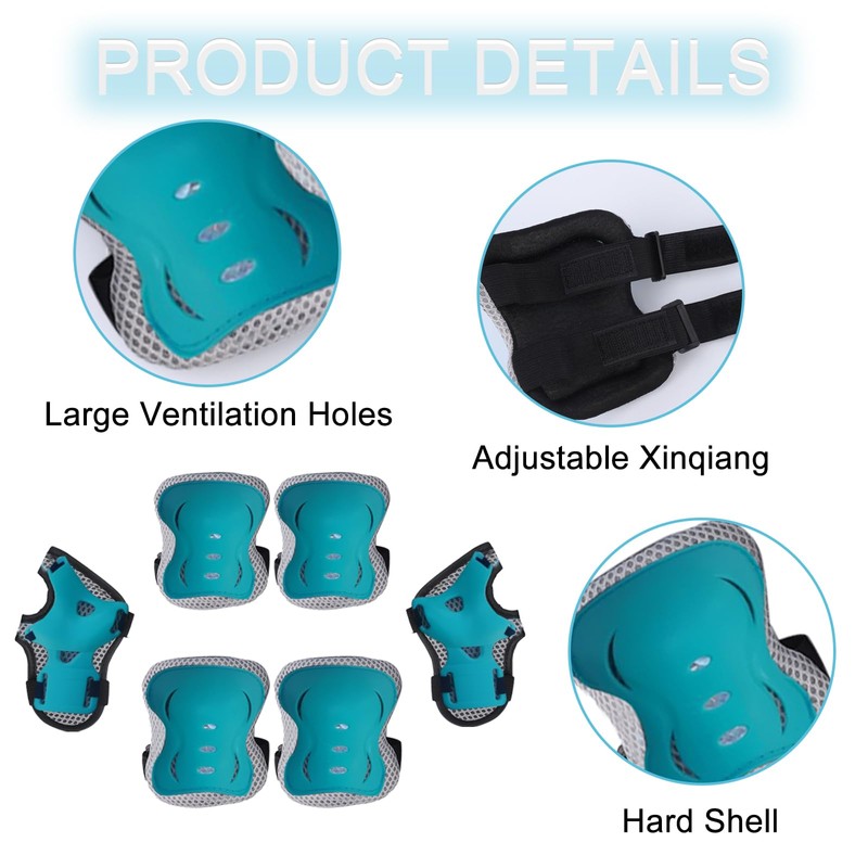 DKDDSSS 7 Piece Children's Knee Pads, Protector Set, 7-in-1 Inline