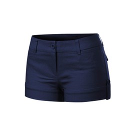Design by Olivia Pantalón corto moderno para mujer con puños y bolsillos, marino, 1 X