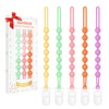 5-Pack Silicone Pacifier Clip for Baby Girls, One-Piece Soft Flexible
