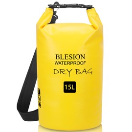BLESION Dry Bag, 5L/10L/15L/20L/30L Waterproof Bag, Adjustable Shoulder Strap, Waterproof Backpack for Kayaking, Fishing, Swimming, Hiking Travel, yellow
