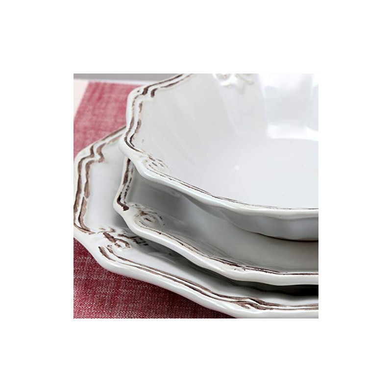 Elama Fleur De Lys 20-Piece Dinnerware Set in White