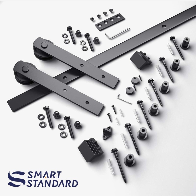 SMARTSTANDARD 8ft Barn Door Hardware Kit, Sliding Door Hardware Kit,