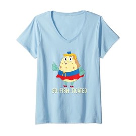 Mademark x SpongeBob SquarePants - Womens Mrs. Puff is So-fish-ticated V-Neck T-Shirt