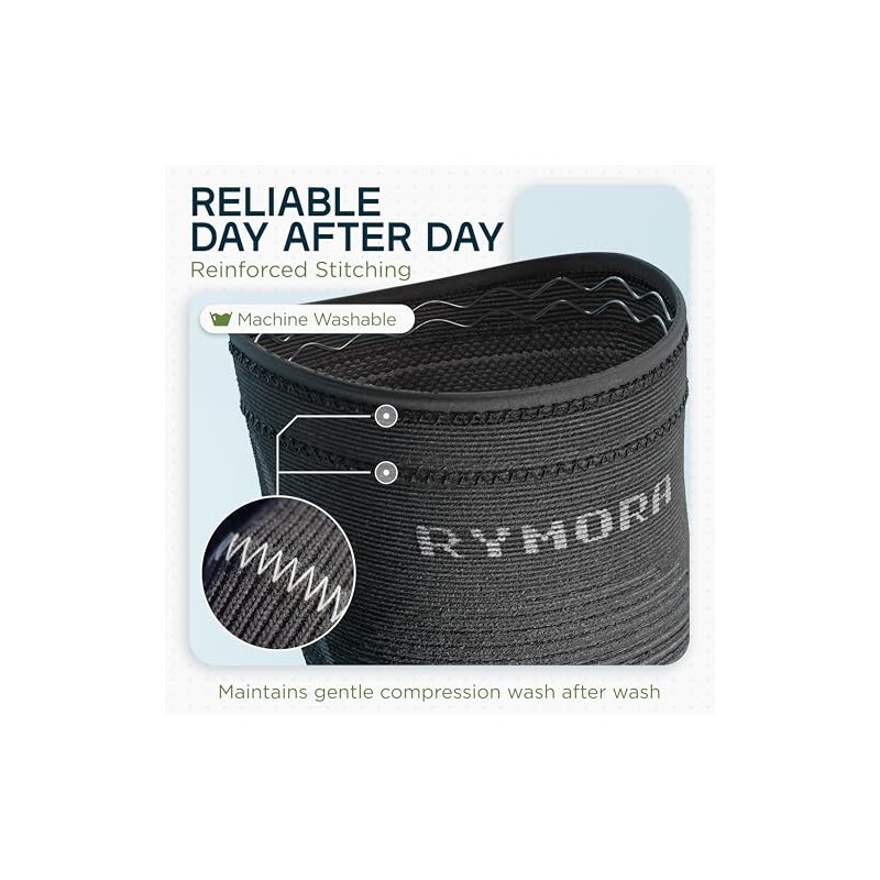 Rymora Knee Supports for Men and Women (Black) (Pair) (Extra