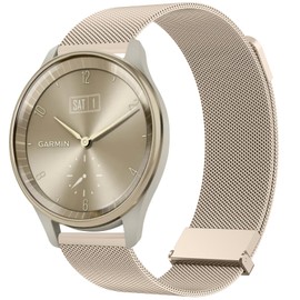 Metal Strap for Garmin Vivomove 3/HR/LUXE/Sport/Trend - 20mm Stainless Steel Bracelet Replacement Band With Enhanced Magnet (Champagne)