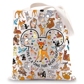 BWWKTOP Deer Tote Bag Thumper Fans Gift Deer Grocery Bag Cartoon Deer Merchandise (love is a)