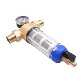 40 Micron Flushable Prefilter, Spin Down Sediment Water Filter, Whole House Filtration System, 1.26" MNPT + 0.98" FNPT, Reusable