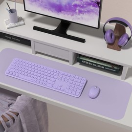UBOTIE Wireless Keyboards and Mouse, Silent Scissor Switches Slim Keyboards Mice Set, Quiet Full Size 111 Keys with Adjustable Optical DPI Mouse for Office (Light Purple)