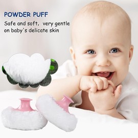 Qopoto Body Powder Puff and Container for Dusting Powder, Women Powder Puff and Powder Case for Bath and Travel (Light Green)