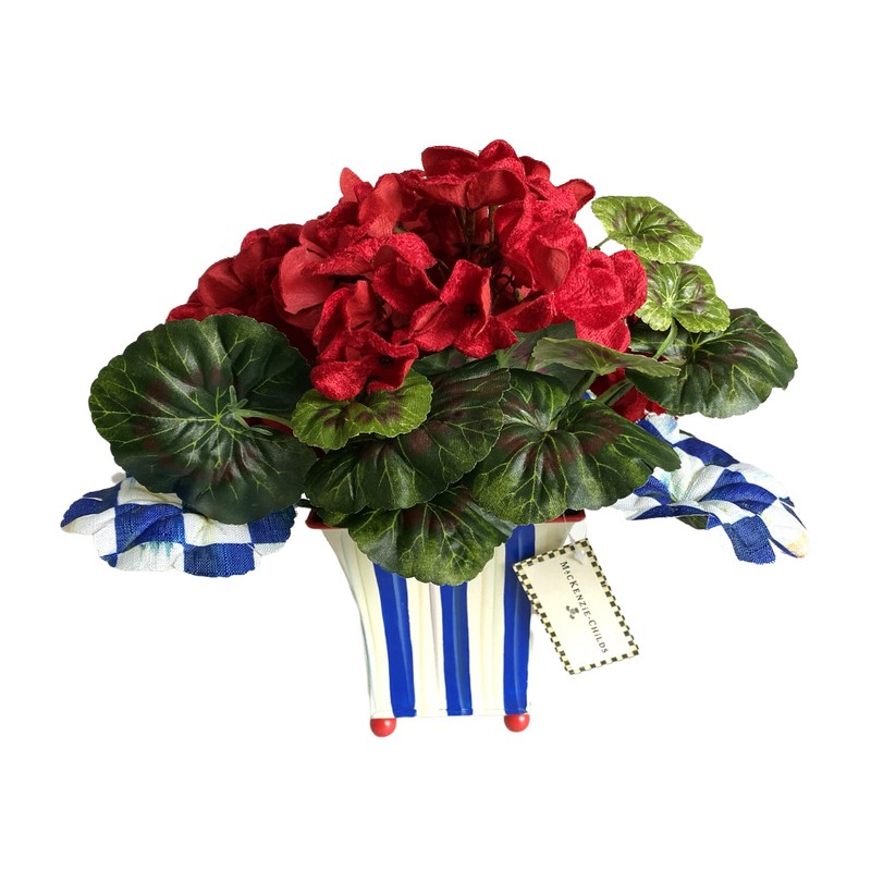 Mackenzie Childs Royal Check Potted Geranium Red Brand New, Original