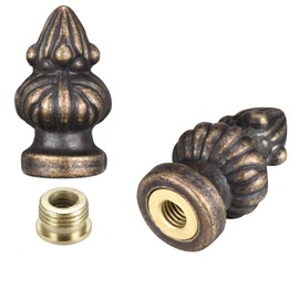 2 Packs Antique Brass Lamp Finial Cap Knob for Lamp Shade, 1-3/8 Inches Small Size - Elegant Decorative Accessory（Brass）