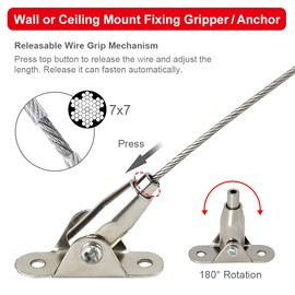 Curtain Rope Tension Set Curtains 10 m Stainless Steel Wire Rope Tension Set with 4 Corner Holders for Ceiling or Wall, Curtain Wire, Curtain Rope, Curtain Wire