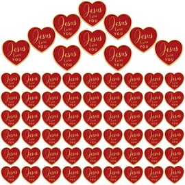 Tondiamo 100 Pcs Jesus Loves You Pins Bulk Valentine's Day Gifts Religious Jesus Heart Brooches Christian Church Lapel Pins