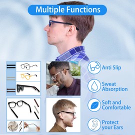 Stageya - anteojos antideslizantes con agarre para las orejas, elástico, cómodo, para tejer con puntas de las sienes, 3 pares café, Talla única