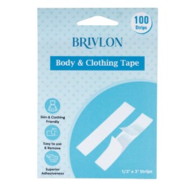 Brivlon 100 Strips Double Sided Tape for Fashion and Clothes for Clothes, Fabric Tape to Skin, Strong Adhesive Body Tape, Clear Transparent for All Skin Shades