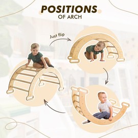 Goodevas Climbing Arch & Rocker Balance - Montessori Climbers for Kids 1-7 y.o. – Beige