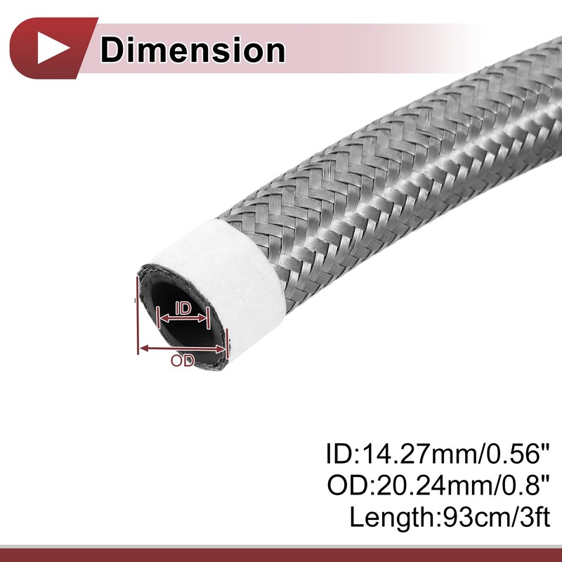 HEROFFIX 1 Pcs AN10 Fuel Line Hose 3ft Vacuum Hose