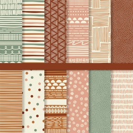 JarThenaAMCS 24 Sheets Boho Pattern Paper Hand Draw Scrapbook Specialty Paper Double Sided Craft Paper For DIY Card Making Photo Album Journal Decor, 6 x 6 Inch