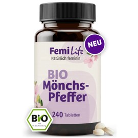 FemiLife® BIO Mönchspfeffer - 4:1 Extrakt aus Agnus Castus (10mg je Tablette) - 240 Tabletten - klein & leicht zu schlucken, vegan, in Deutschland hergestellt