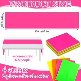 Tingjoo 16 Pack Neon Table Runner Disposable Disco Colorful Glow Supplies for Neon Party Birthday Table Decorations (47 Inch)