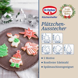 Dr. Oetker Plätzchen Ausstecher Weihnachten 5er Set – Ausstechformen White Christmas Baking – Plätzchenausstecher aus rostfreiem Edelstahl zu Weihnachten