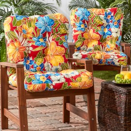 Greendale Home Fashions AZ6815S2-ALOHA-RED Aloha Crimson Outdoor Chair Cushion (Set of 2)