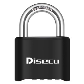 1 Pack disecu Heavy Duty 4 Digit Combination Lock, Outdoor Waterproof Padlock for School Gym Locker, Storage Unit, Fence, Gate, Toolbox (Black)