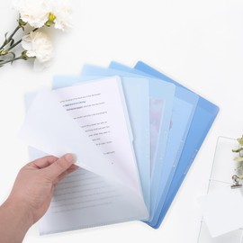 Phyxin 30 Pack Plastic Folders Sleeves, Clear Folders for Documents, L-Type Project Pockets for Paper 8.6x12.1, Poly Plastic Sleeves for Office School, 5 Assorted Colors, Blue